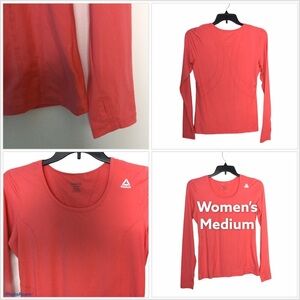 Women's Reebok M Medium 8 - 10 Crewneck Shirt Peach Tee Long Sleeve Stretch NWOT